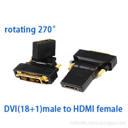 Gold Plated DVI (18+1) Male to HDMI Female Adaptor Rotating 270 Degree